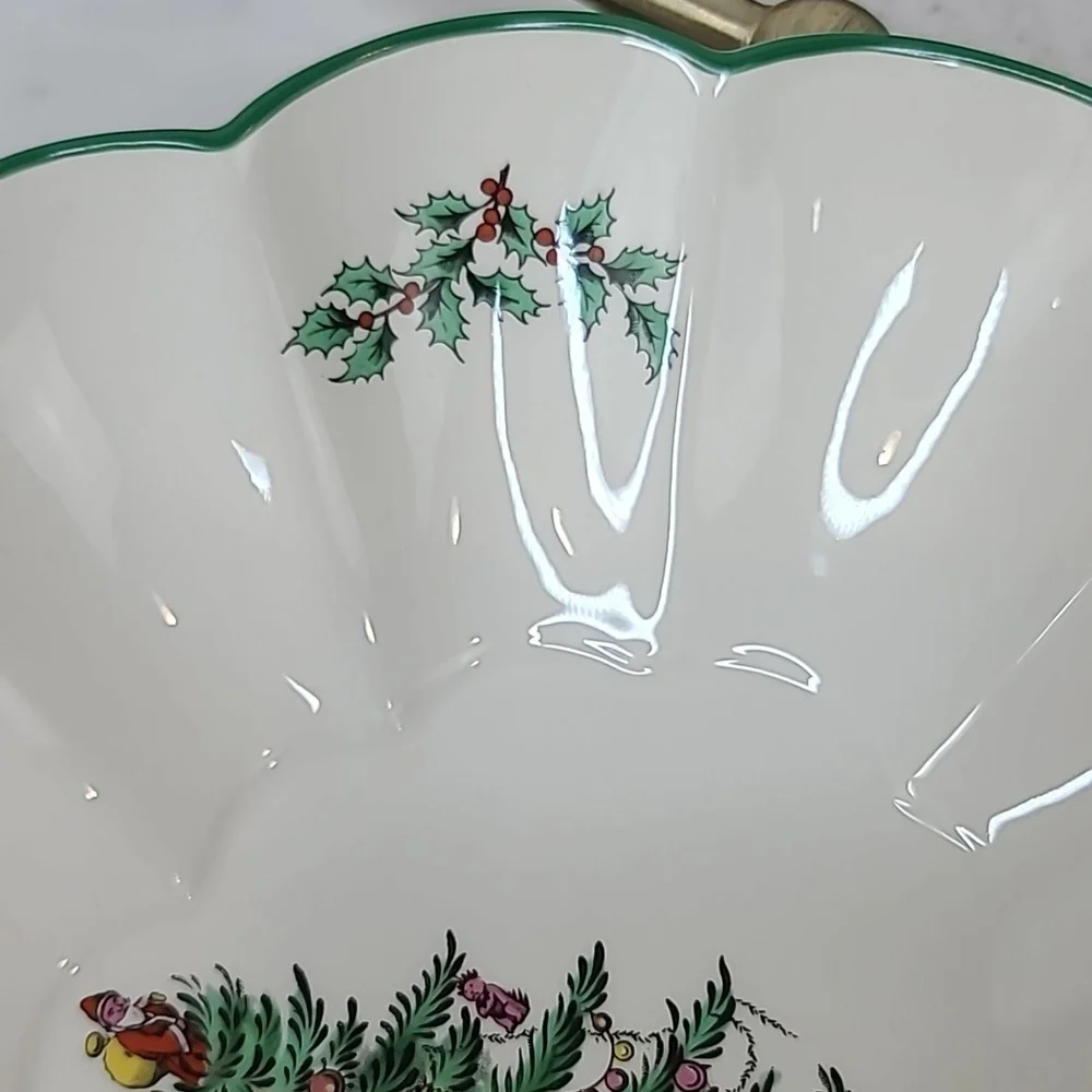 Spode Christmas Tree Mint Vintage Collector Medium Scallop/Fluted Oval Platter